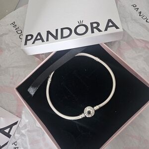 Pandora Silver Bracelet with Charm, 8 inch